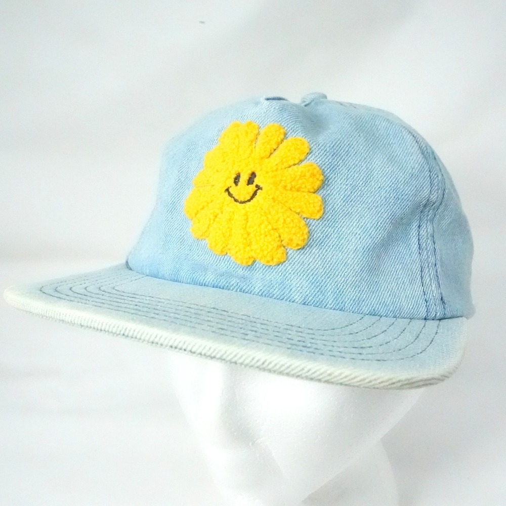 Parks Project Daisy Smiley Face Sun Denim Strapback Men Hat OSFA Skate Happy